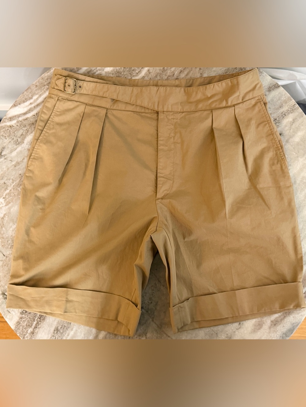 RALPH LAUREN PURPLE LABEL GURKHA SHORTS TAN BEIGE RUBINACCI MANNY PLEATED Sz 36